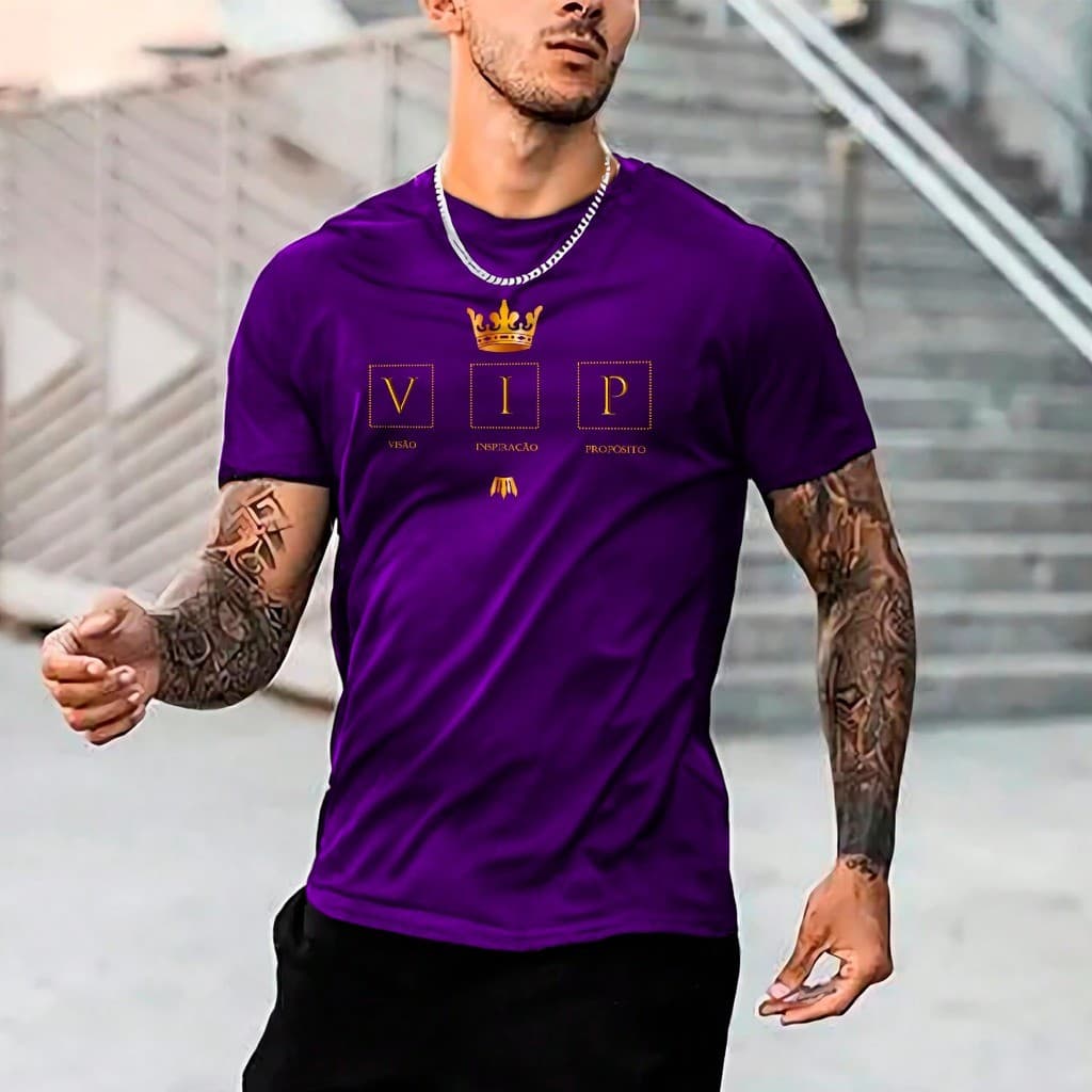Camiseta Vip Masculina Coroa  Camisa Streetwear Algodão Básica