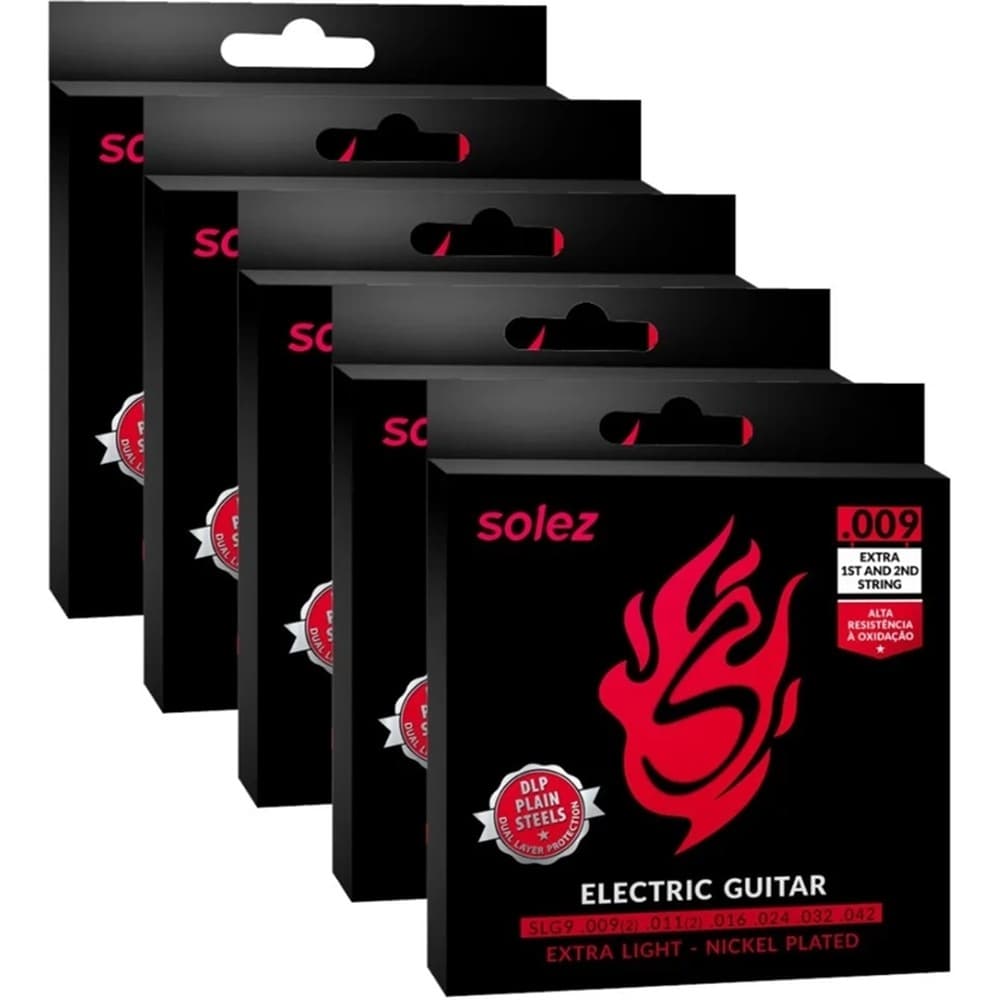 KIT ENCORDOAMENTO GUITARRA SOLEZ SLG9 DLP 0.009 - 5 UNIDADES