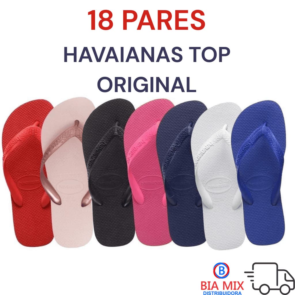 Chinelo Havaianas kit 18 ParesTop tradicional Havaianas Original colorida tira grossa P Revenda