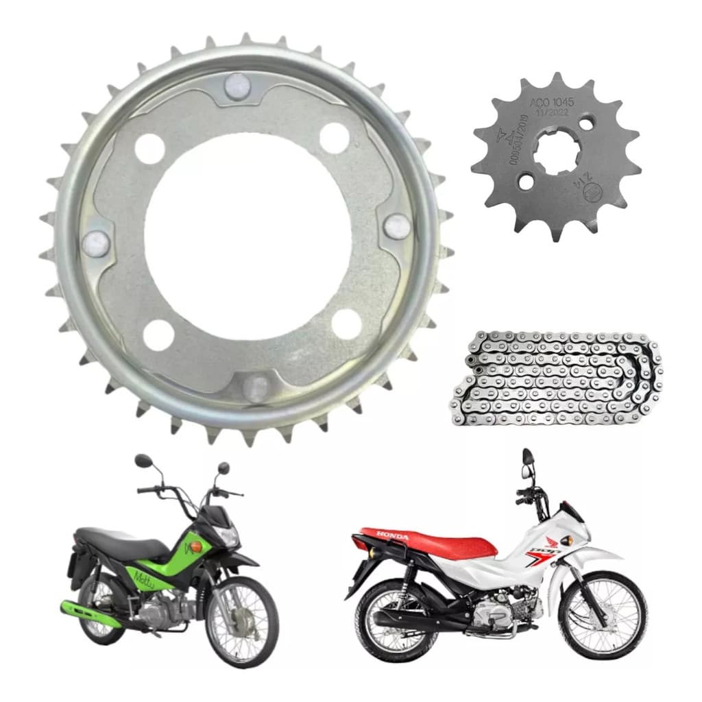 Kit Relação Transmissão Pop 110 2016 2017 2018 2019 2020 21