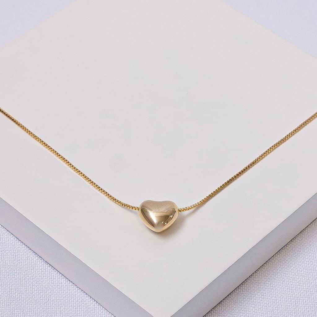 Colar Veneziana Folheado a Ouro com Pingente de Coração