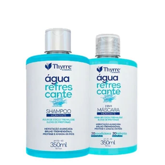 Kit Água Refrescante 350ml Hidratação Tratamento Capilar Brilho Tridimensional Thyrre Cosmétics