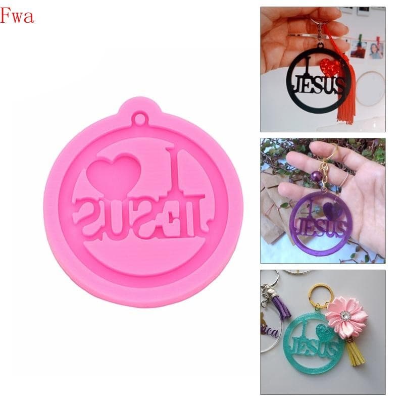 Molde Silicone Fundição Resina Fwa Jesus Cristão Chaveiro Pingente Joias Faça Você Mesmo