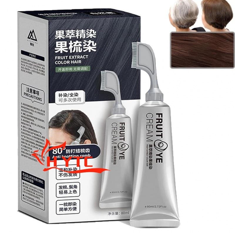 Black Fruit Tintura Creme Com pente, 80ml Cabelo colorido, queratina, Cinza Cobertura Homens Mulheres Negras