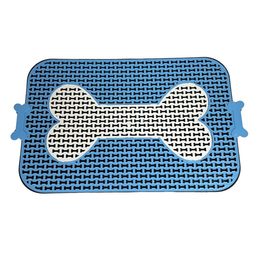 Sanitário banheiro tapete higiênico osso canino pet cachorro cão azul de plástico lavável limpa fácil