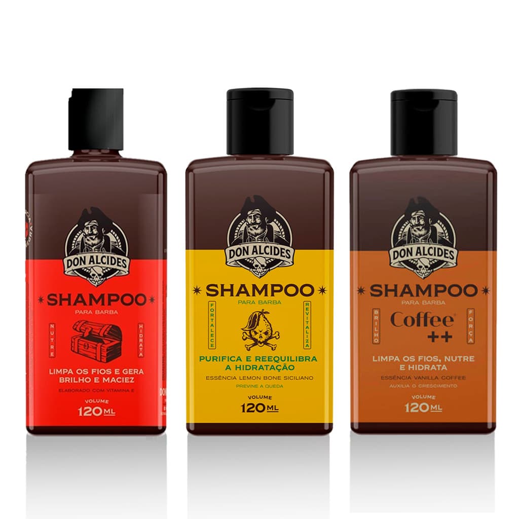 Kit 3x Shampoo Barba Barba Negra Lemon Coffee Don Alcides