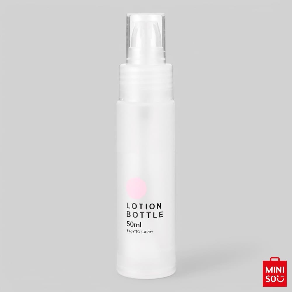 Frasco Portátil Miniso 50ml – Plástico Transparente com Tampa Protetora para Loção, Sabonete e Cremes de Viagem
