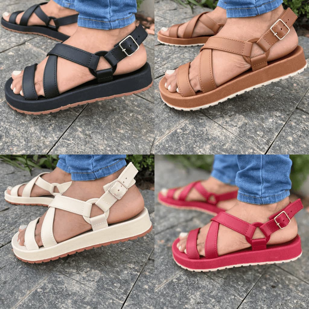 Sandália Feminina Plataforma Confortável Estilo Verão Casual DUNAS