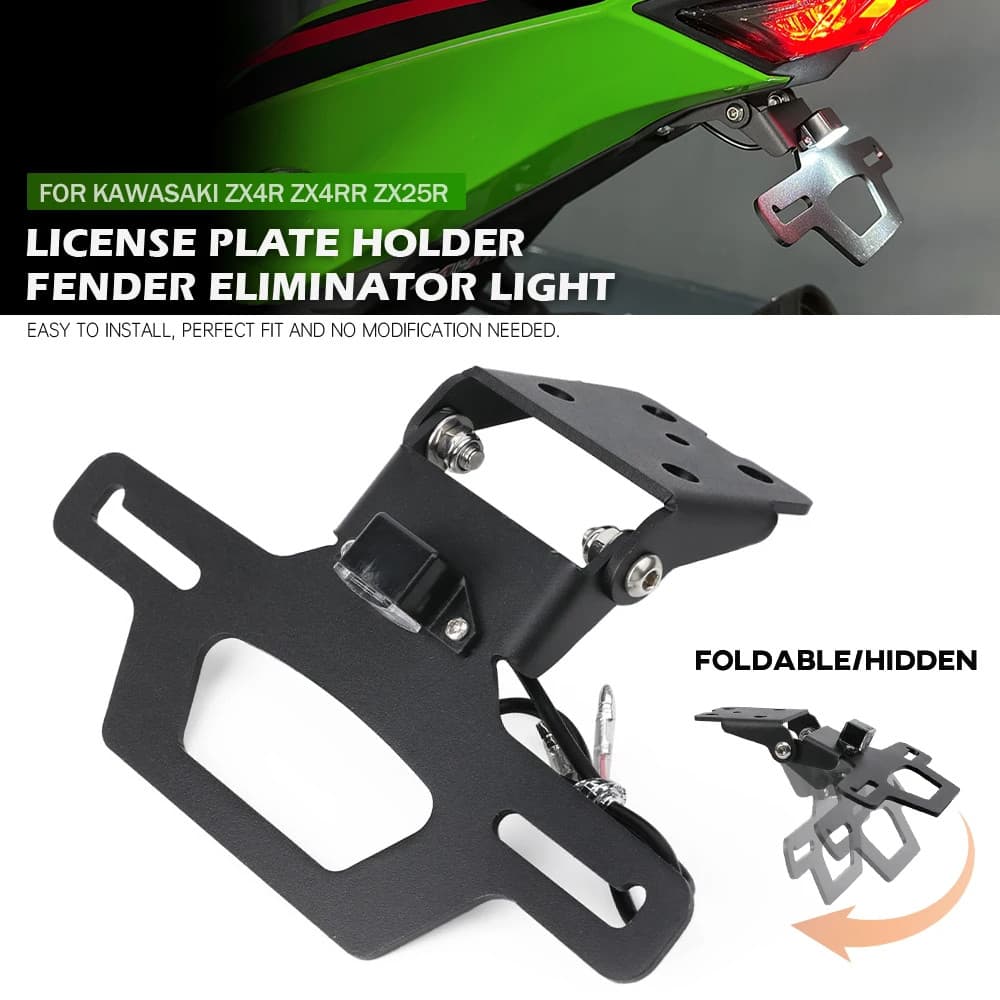 ZX-4R 25R Suporte De Placa De Licença Oculto Para KAWASAKI NINJA ZX4R ZX4RR ZX25R Motocicleta Cauda Arrumado Fender Elim