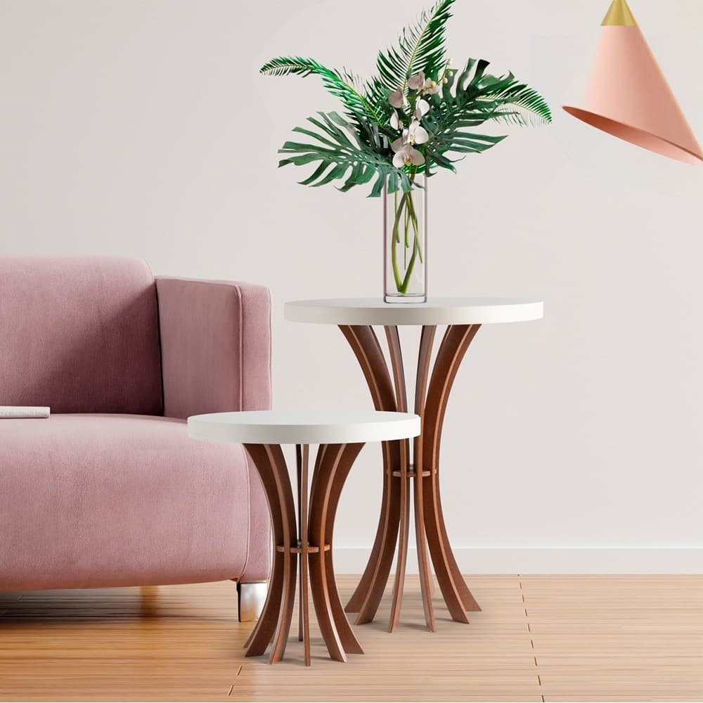 Mesa Lateral Apoio Redonda Mesinha De Madeira de Canto Decorativa de Sala Sofá Casa Porta Objetos e Quadros Várias Cores