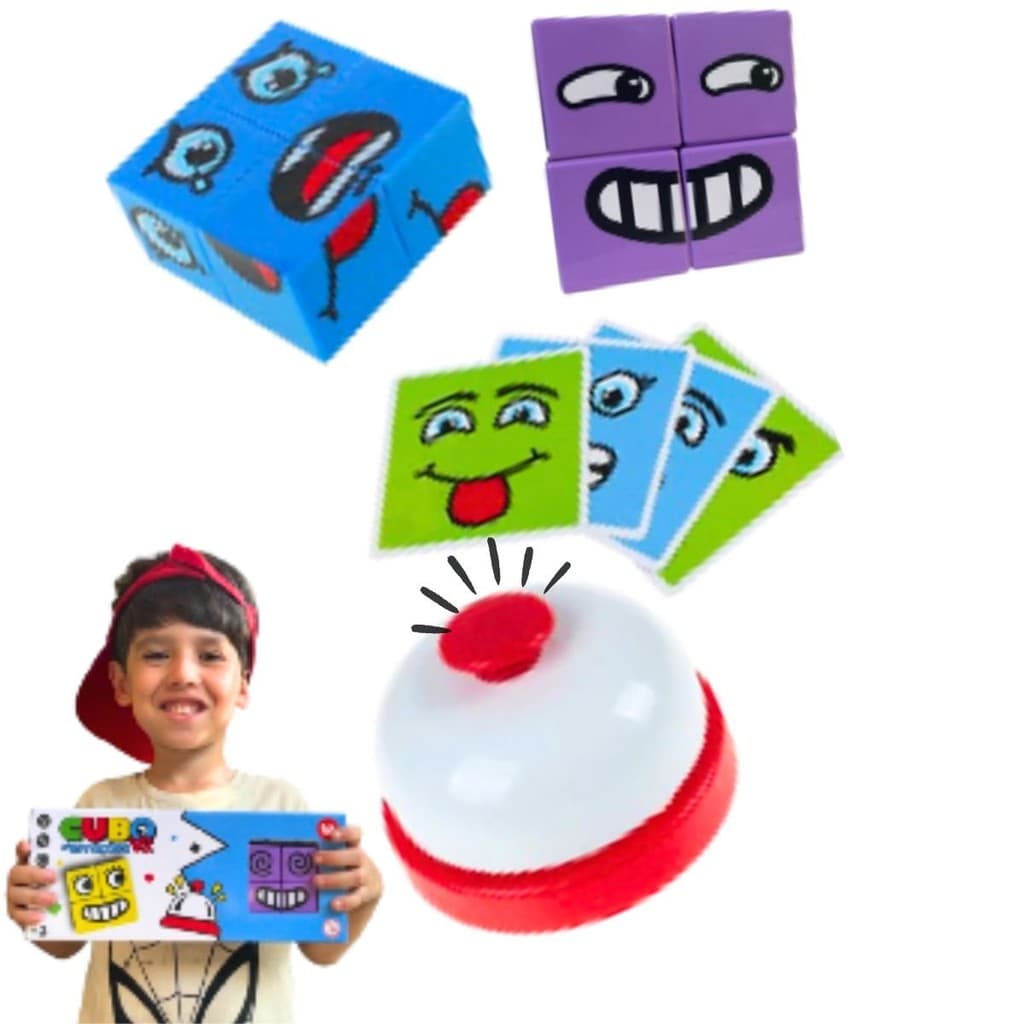 Jogo Cubo Das Emoções Com Sino Campanhia Faces Brinquedo Educativo Quebra Cabeça Cara Careta