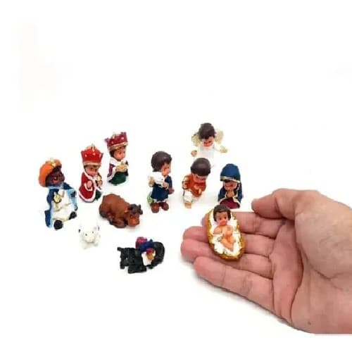 Presépio De Natal Mini Figura Resina Aparência Infantil 11 Peças Pintado a Mão Com Fino Acabamento