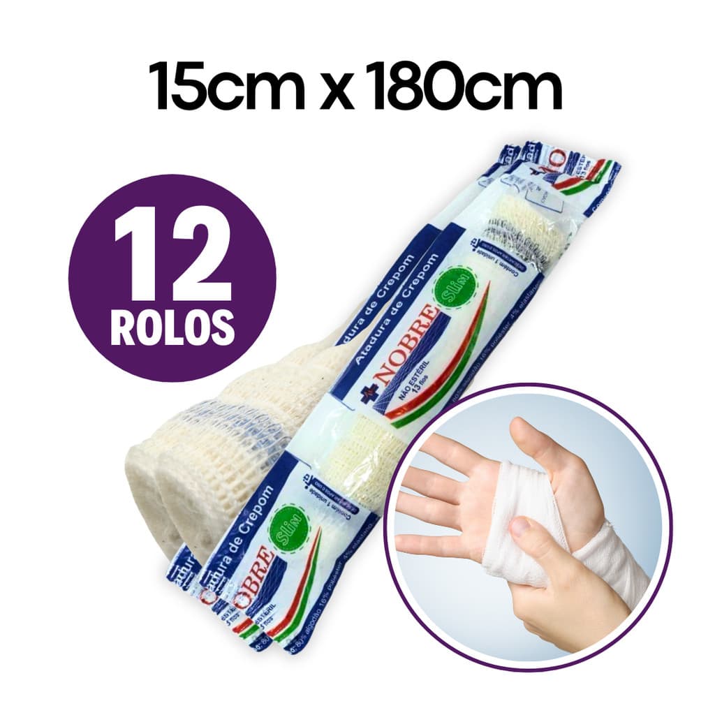 Atadura 15cm X 180cm Crepom 13 Fios Nobre 12 Unidades