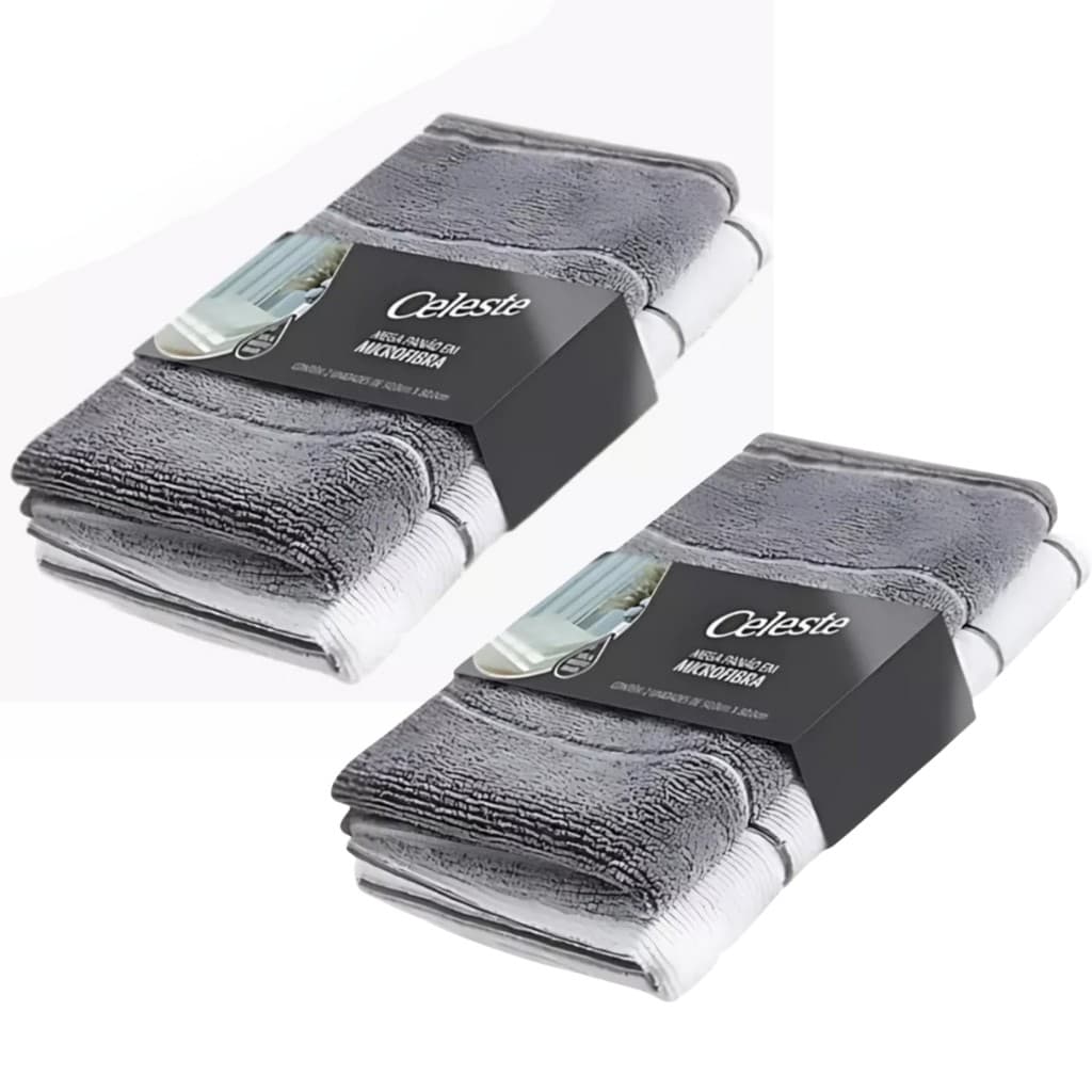 Kit 4 Panos de Chão 80x50cm Mega Panão Limpeza Geral Pano Multiuso em Microfibra Celeste CLT-824