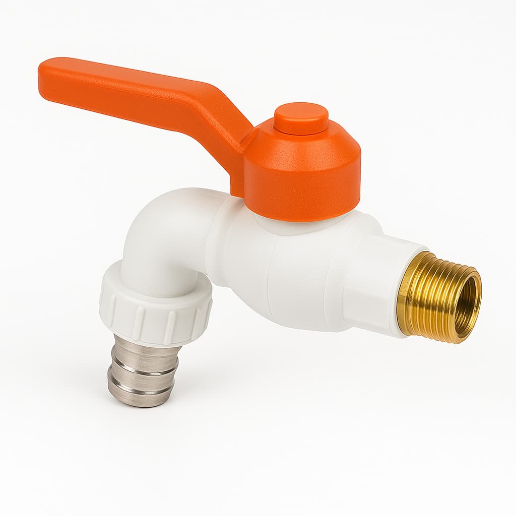 Torneira Esfera 1/2" Latão Encapado de Plástico  - Bico em latão