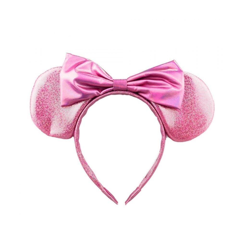 DYG101TR-MK11-D | Tiara Rosa Orelhas Laço Minnie 20x25cm - Disney