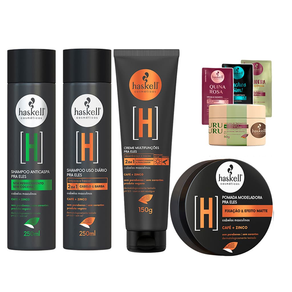 Kit Sh + Kit Cabelo e Barba Haskell Pra Ele Homem