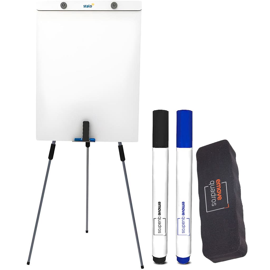 Cavalete Flip Chart Office Fixo Lousa Quadro Branco + 2 Canetas Marcador Apagador
