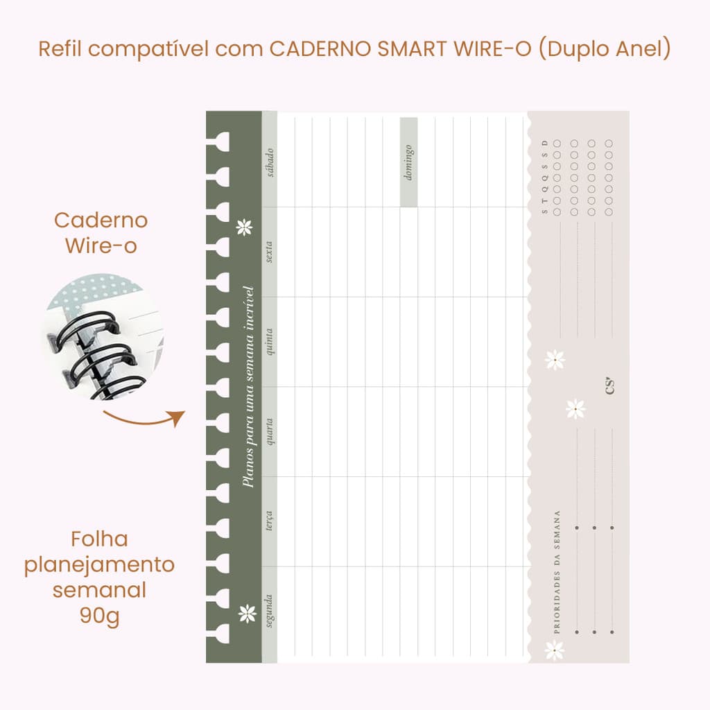 REFIL DE FOLHAS PARA CADERNO | REFIL DE FOLHAS PLANEJAMENTO SEMANAL | REFIL CADERNO SMART | REFIL CADERNO INTELIGENTE