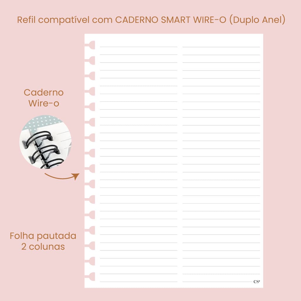 REFIL DE FOLHAS PARA CADERNO | REFIL DE FOLHAS PAUTADAS 2 COLUNAS | REFIL CADERNO SMART | REFIL CADERNO INTELIGENTE