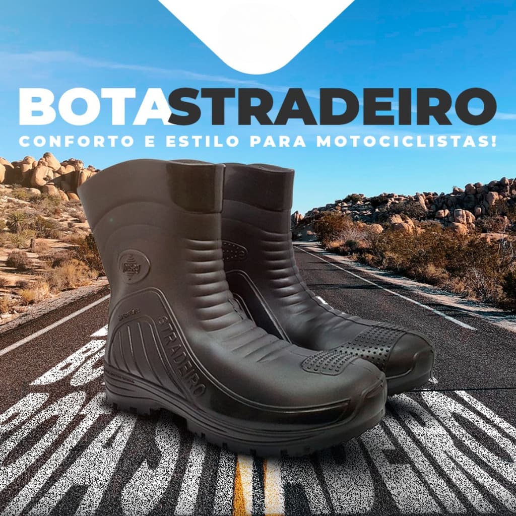 Bota De Chuva Motoqueiro Impermeável Stradeiro Moto Motoboy Motociclista Proteção Epi Monseg