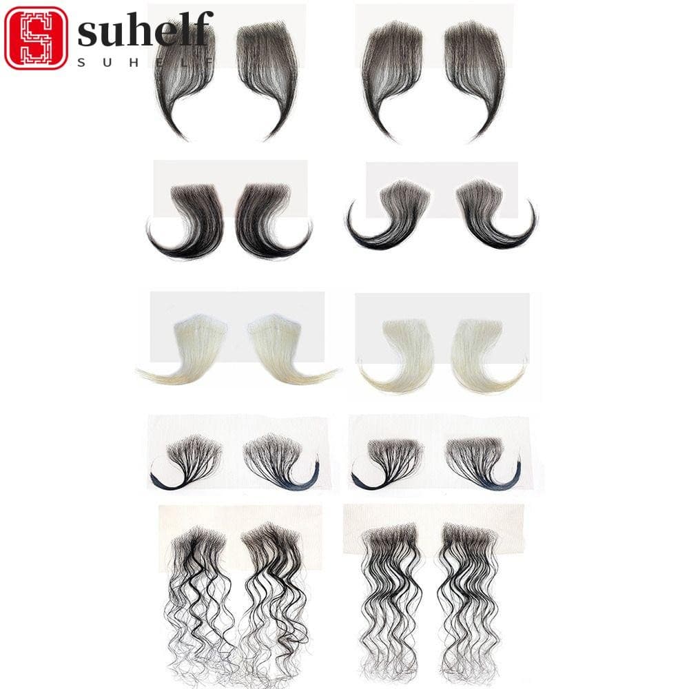 SUHELF Cabelo Humano Real , 2 Peças , Renda , Bordas Falsas , Reutilizáveis , Franja Falsa , Listras De Naturais