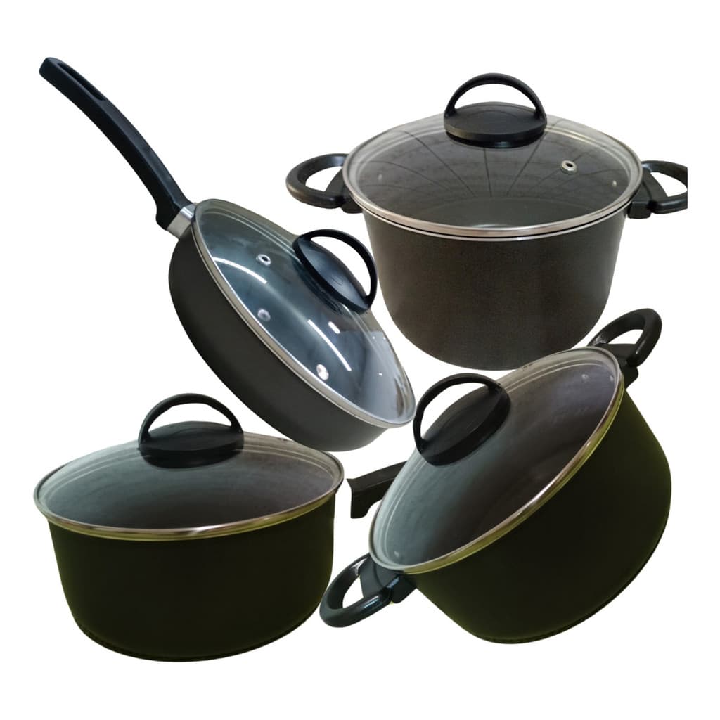 Kit De Panelas Com 4 Teflon Frigideira E Panelas Cor Preto