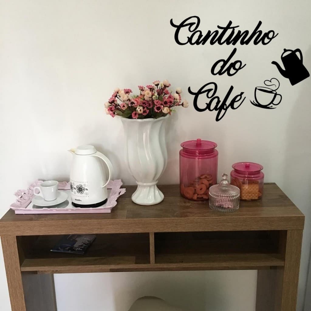 Placa Decorativa Letreiro Frase Cantinho do Café Xicara Bule Decoração Aplique Parede mdf Promoção