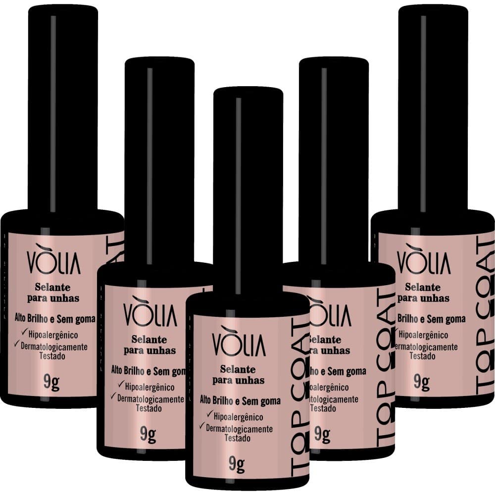 5UN Selante Para Unhas Em Gel Top Coat Finalizador 9g Volia