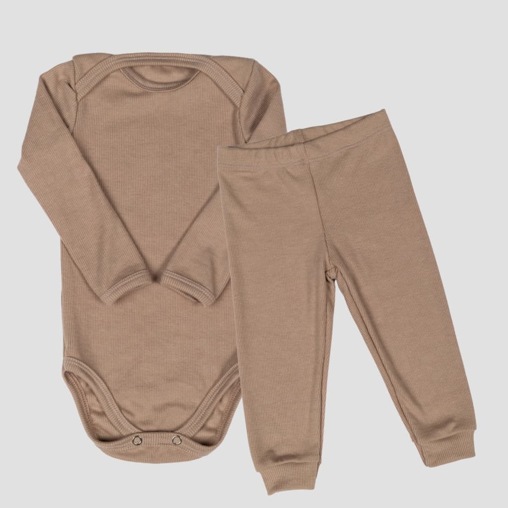Conjunto Body Bebê RN ao GG Manga Longa Canelado Calça Ribana Confortável Super Macio 03a