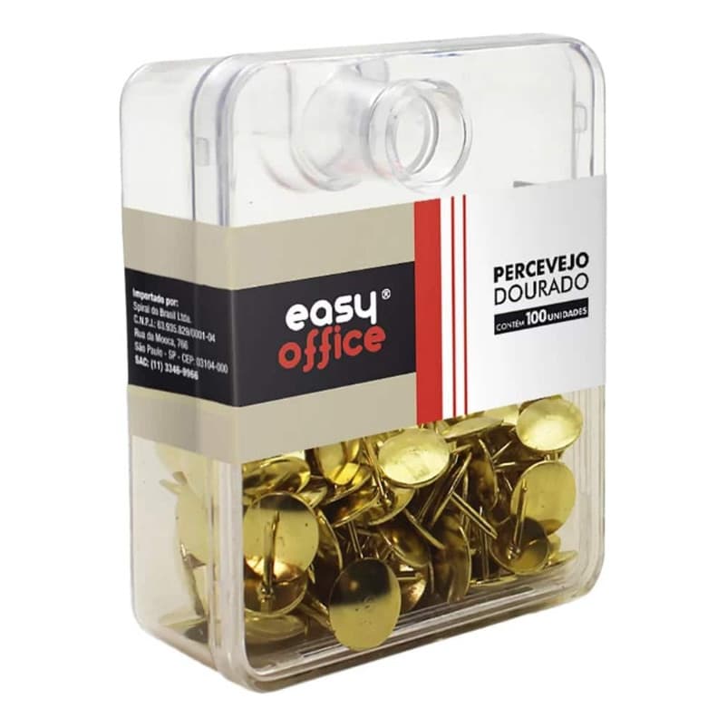Percevejo 9,5mm Dourado 100304s Easy Office 100 Un