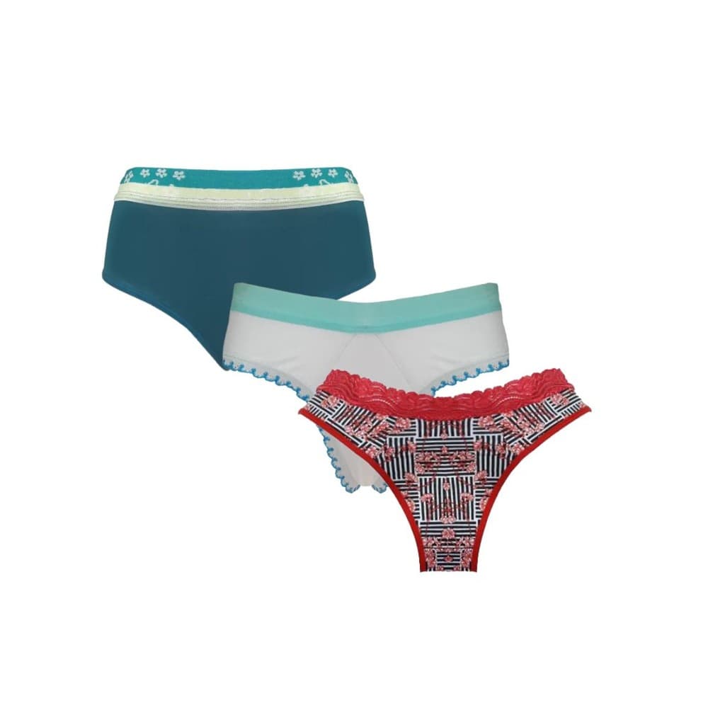 Kit 3 Calcinhas Estampadas Sortidas Confortavel Todo Corpo