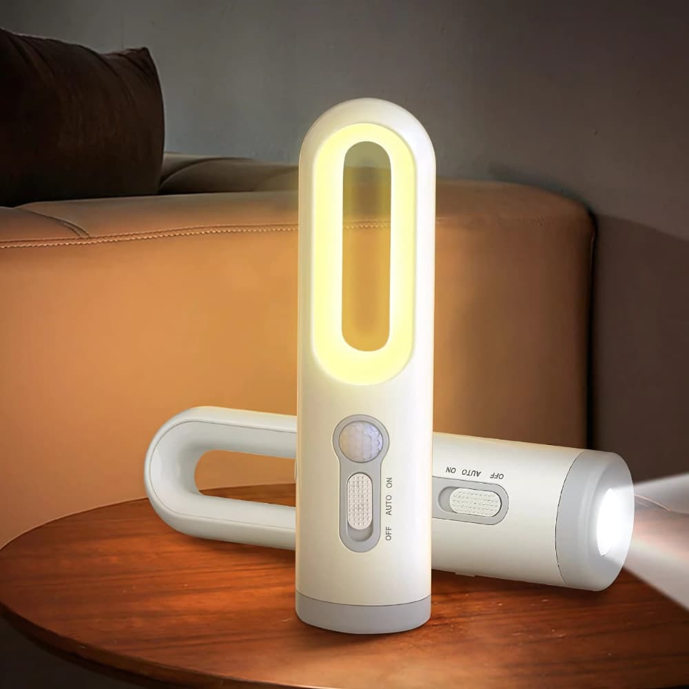 Luz Noturna Sensor De Movimento Recarregável 2 Em 1 Portátil LED Lanterna