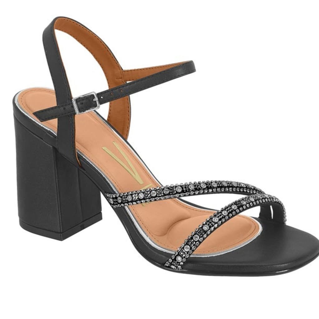 Salto Alto Bloco Vizzano Casual Confortavel Sandália Fivela