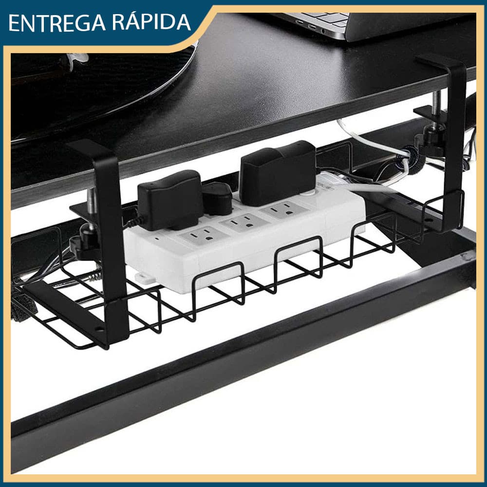Bandeja para organização de cabos sob a mesa sem necessidade de perfuração Suporte para organização de cabos sob a mesa