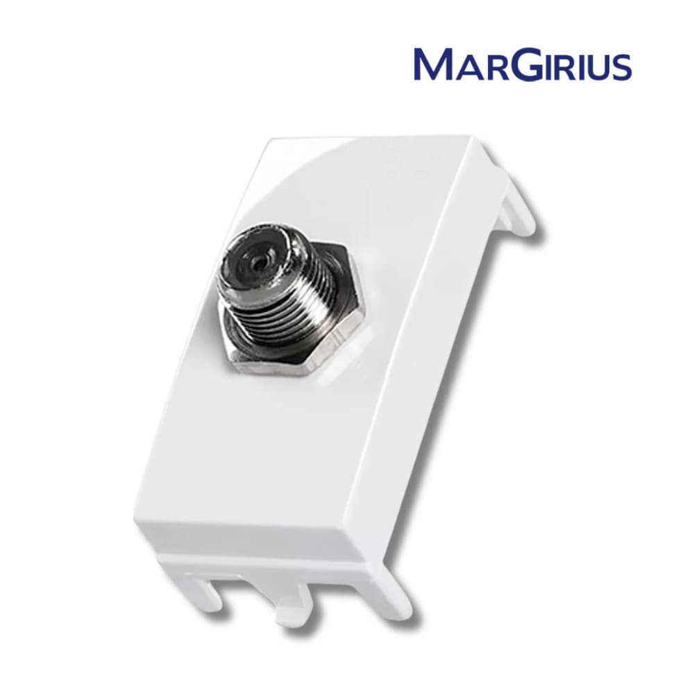 Tomada TV Coaxial 75 Ohms Sleek Branco Margirius Conexão Antena Analógicas Digitais Recepção Sinal Interferência Imagem