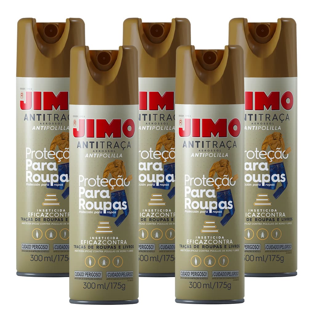 Kit 5 Inseticida Antitraça Aerosol Jimo 300ml