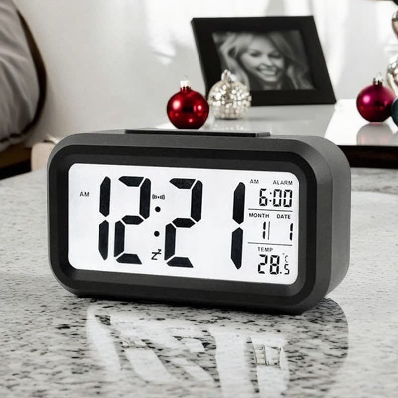 Mini Relógio Digital, LED, Dados, Tempo, Calendário, Desktop, Multi-função, Eletrônico, Luz De Fundo, Mesa