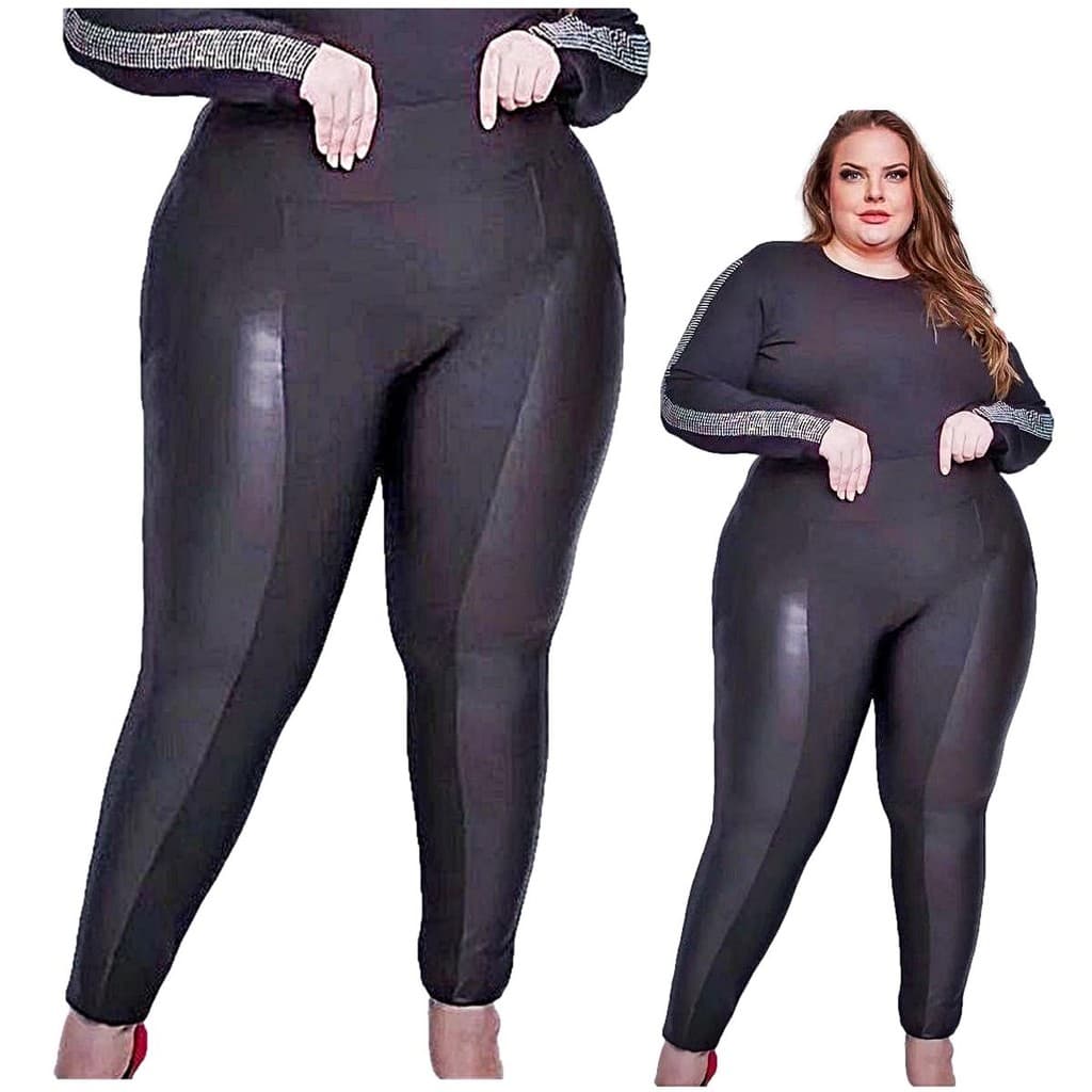 Calça Legging Plus Size Montaria Detalhes Cirre Flanelada 2995-1