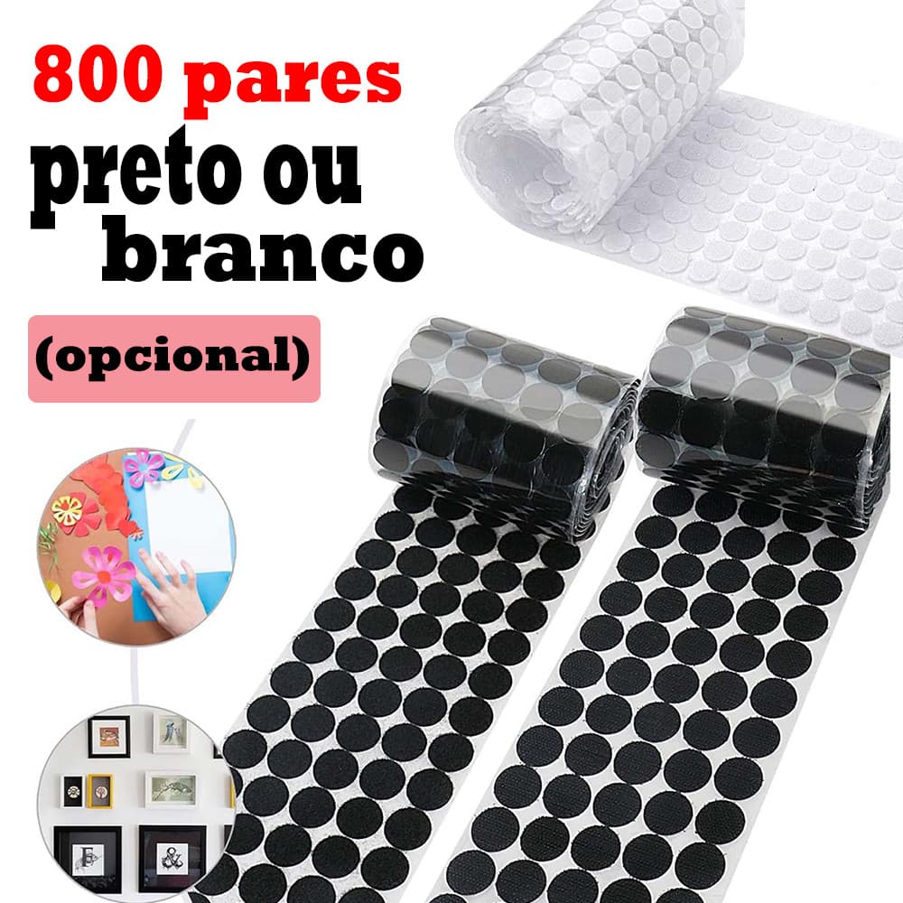 Premium 2cm 800 Pares De Velcro Adesivo Redondo Contato Fechado