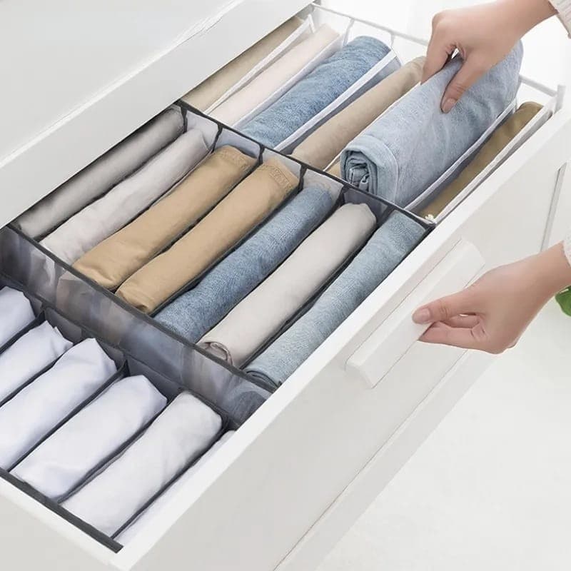 Kit 2 /3/ 5 Organizador De Gavetas De Jeans Dobráveis/Roupas De Compartimento De Malha Economia De Espaço Em Casa