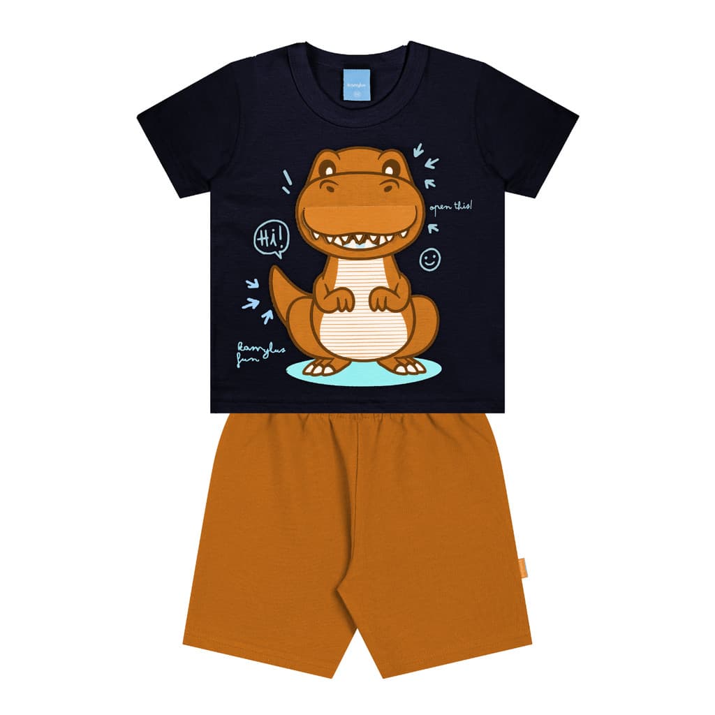 Conjunto Camiseta Manga Curta e Bermuda Infantil Marinho Menino