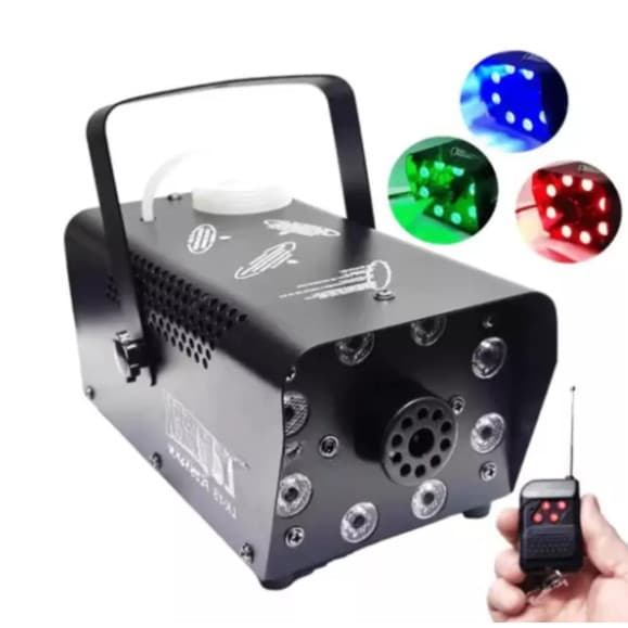 Máquina Fumaça 750w 110v/220V  8Leds Rgb Com Strobo Controle Sem Fio
