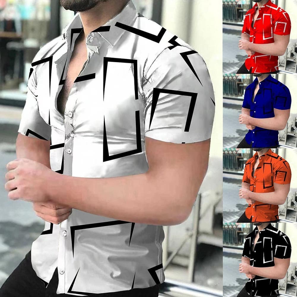 Camisa Barroca Com Botões , Havaiana De Manga Curta Estampa 3D