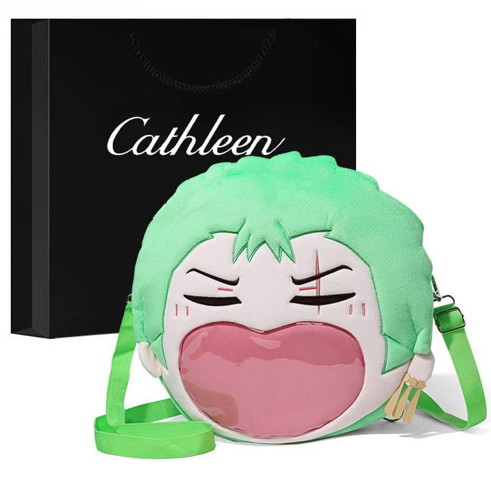 Bolsa Transversal de Veludo One Piece Zoro, Bolsa Escolar para Armazenamento de Bonecas, Bolsa Transversal de Pelúcia, M