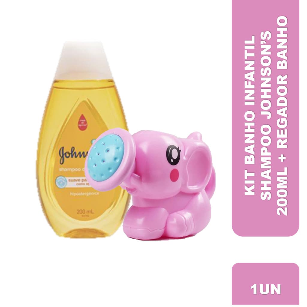 Kit Banho Infantil Shampoo Johnson's Baby 200ml + Regador Banho Elefantinho