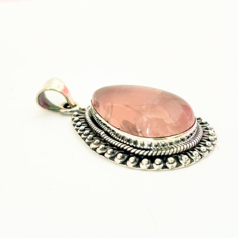 Pingente Gota Quartzo Rosa 4,7cm Prata 925 Quartzo Rosa