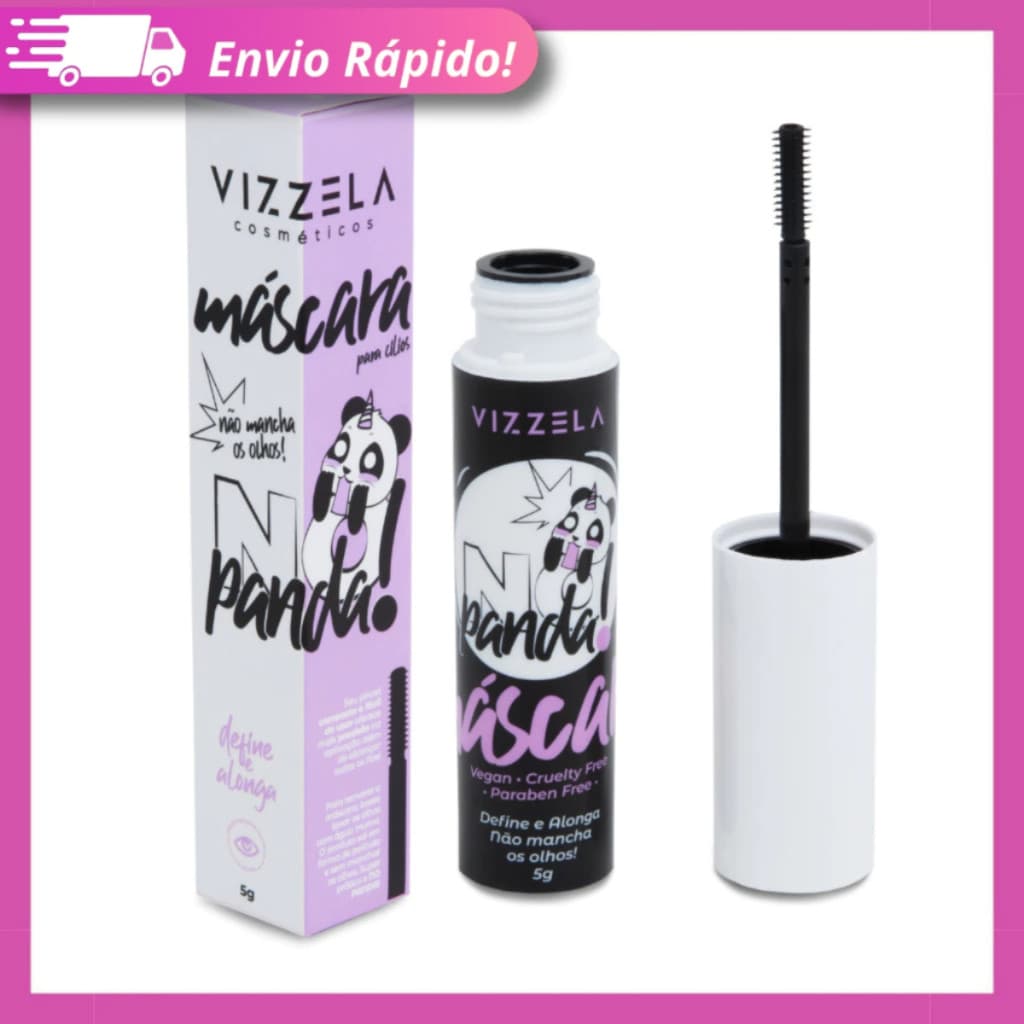 Máscara de Cílios Rímel No Panda Vizzela Alonga Volumão 5g Preto Vegano Envio Rapido
