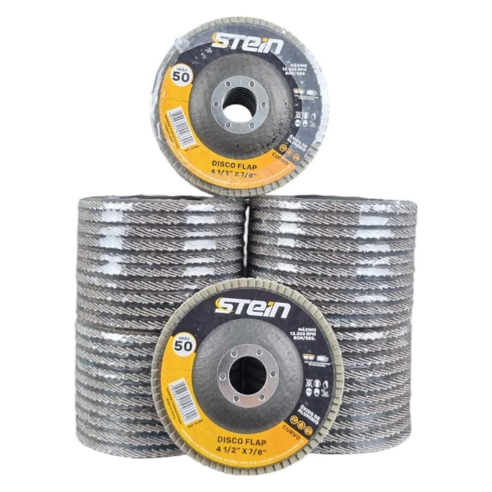 50 Peças disco flap curvo 4.1/2 115mm metais ferrosos Grão 50 Stein