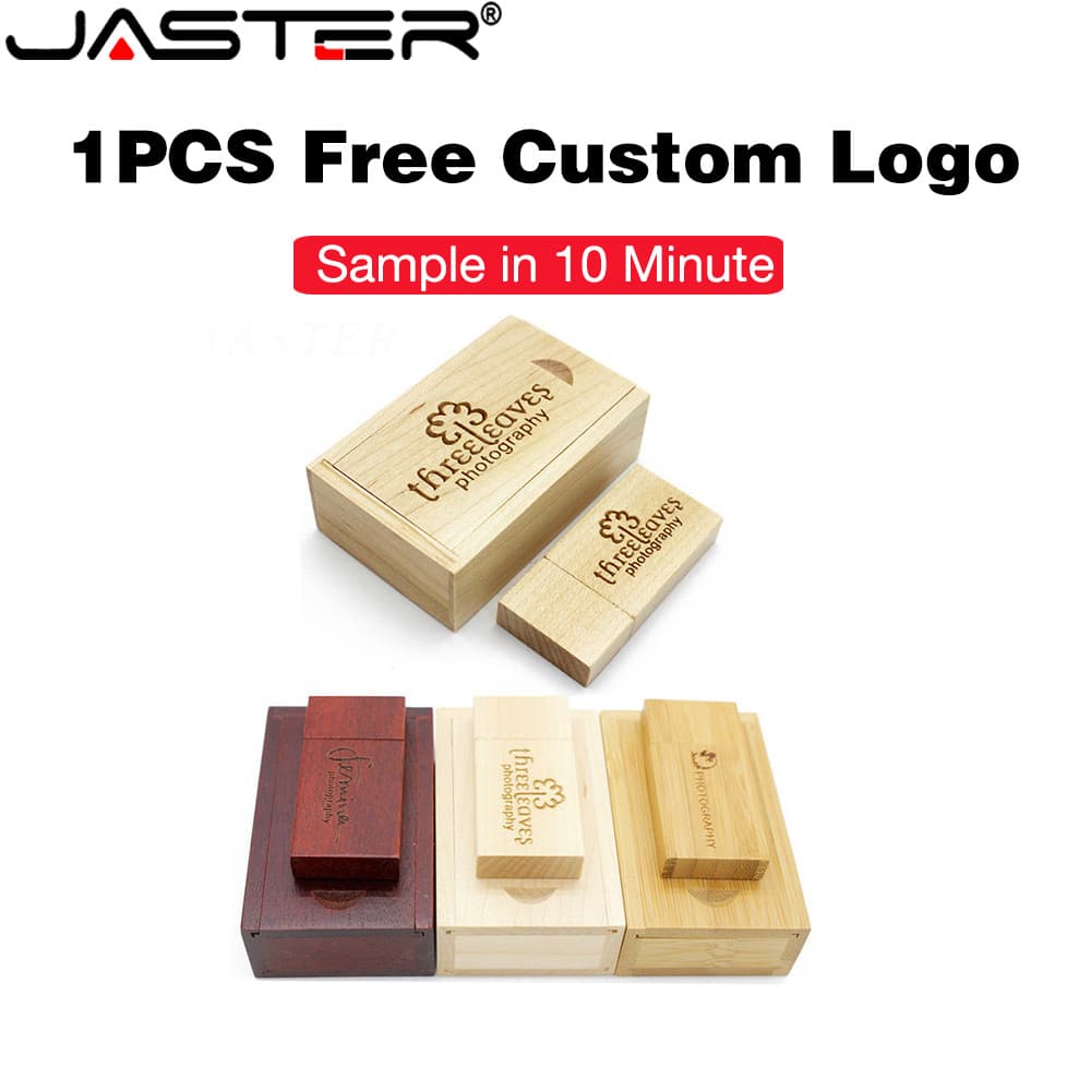 JASTER Unidades Flash USB 2.0 Personalizadas 4GB Pen Drive De Madeira Com Caixa 8GB Disco 16GB Presente De Casamento 32G